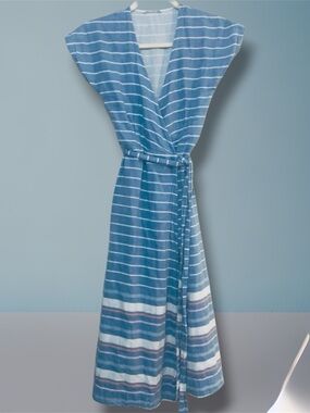 Marine Layer Marnie Midi Wrap Dress XS Coastal Nautical